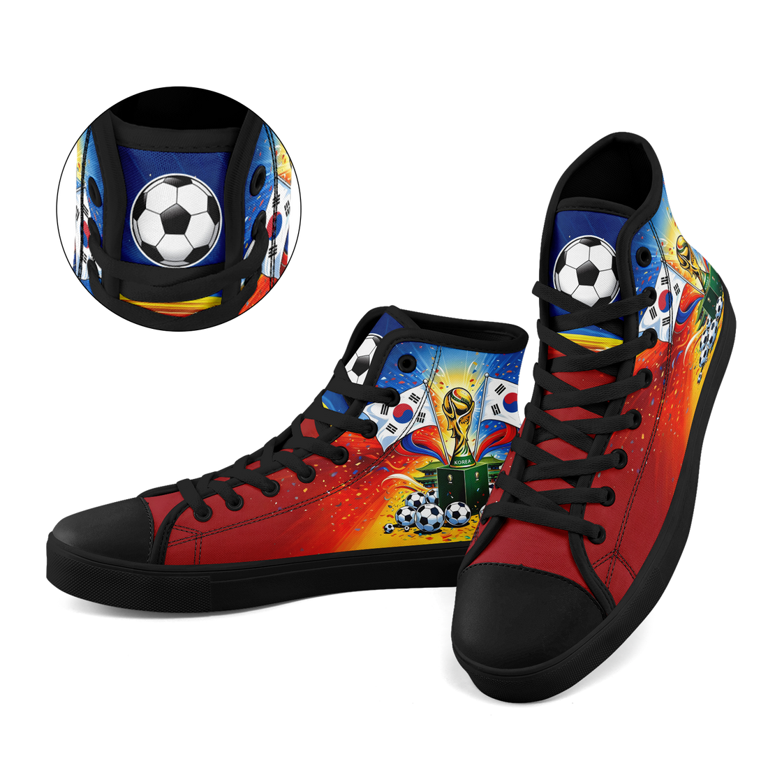 Custom South Korea 2026 World Cup Sneakers DIY Country Flag Running Shoes Lightweight Sport Shoes Gift for Football Fans Personalized Team Name and Logo FN024-F009070-4