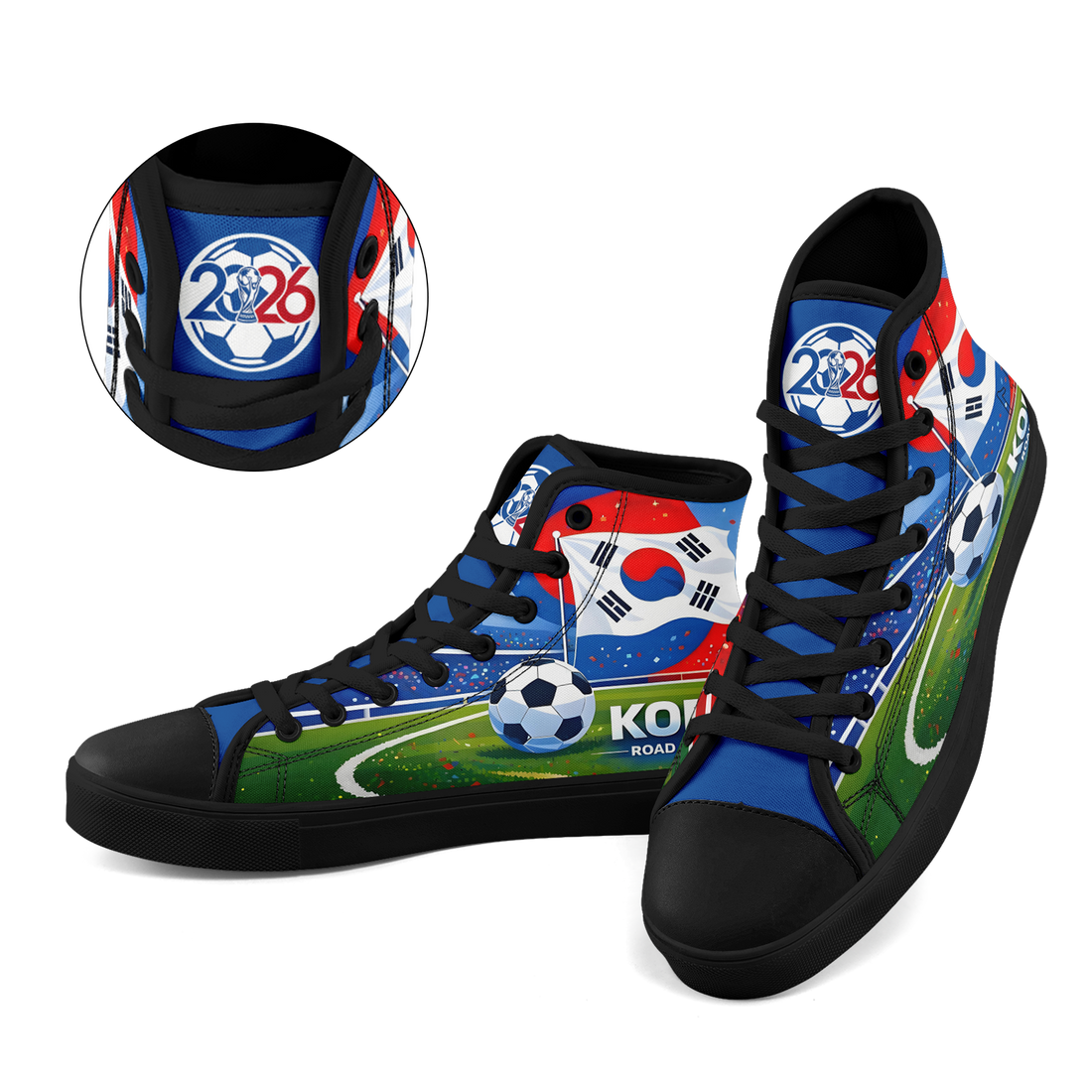 Custom South Korea 2026 World Cup Sneakers DIY Country Flag Running Shoes Lightweight Sport Shoes Gift for Football Fans Personalized Team Name and Logo FN024-F009070-5