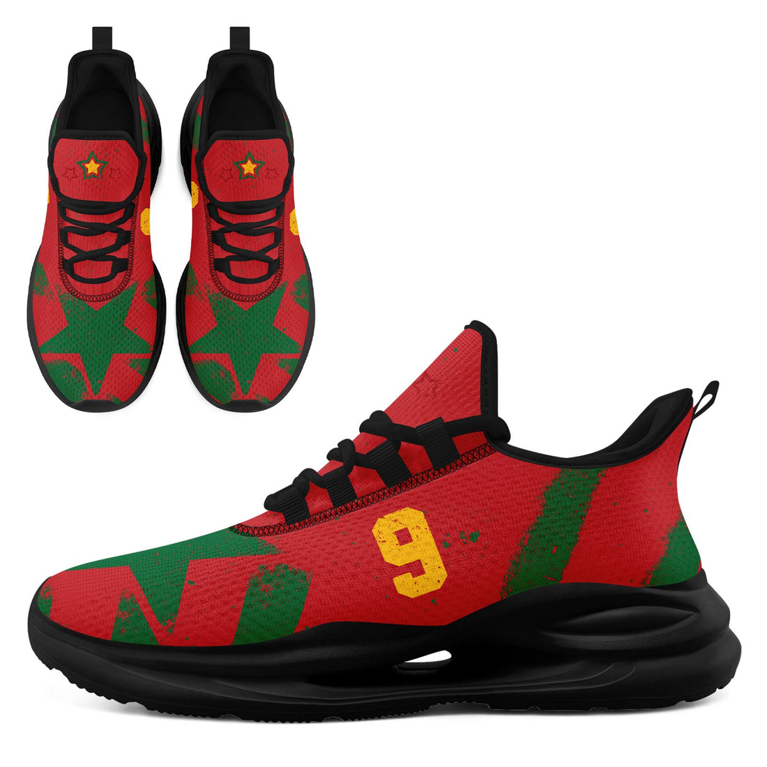 Custom Morocco 2026 World Cup Sneakers DIY Country Flag Running Shoes Lightweight Sport Shoes Gift for Football Fans Personalized Team Name and Logo FN079-F009119-10
