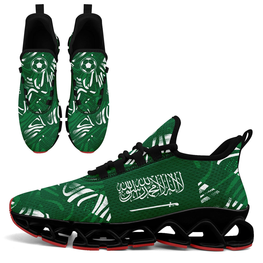 Custom Saudi Arabia 2026 World Cup Sneakers DIY Country Flag Running Shoes Lightweight Sport Shoes Gift for Football Fans Personalized Team Name and Logo FN003XD-F009100-2