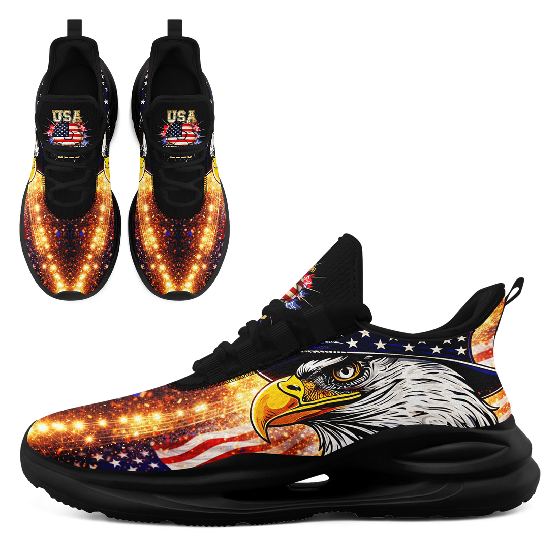 Custom United States 2026 World Cup Sneakers DIY Country Flag Running Shoes Lightweight Sport Shoes Gift for Football Fans Personalized Team Name and Logo FN079-F018033-1