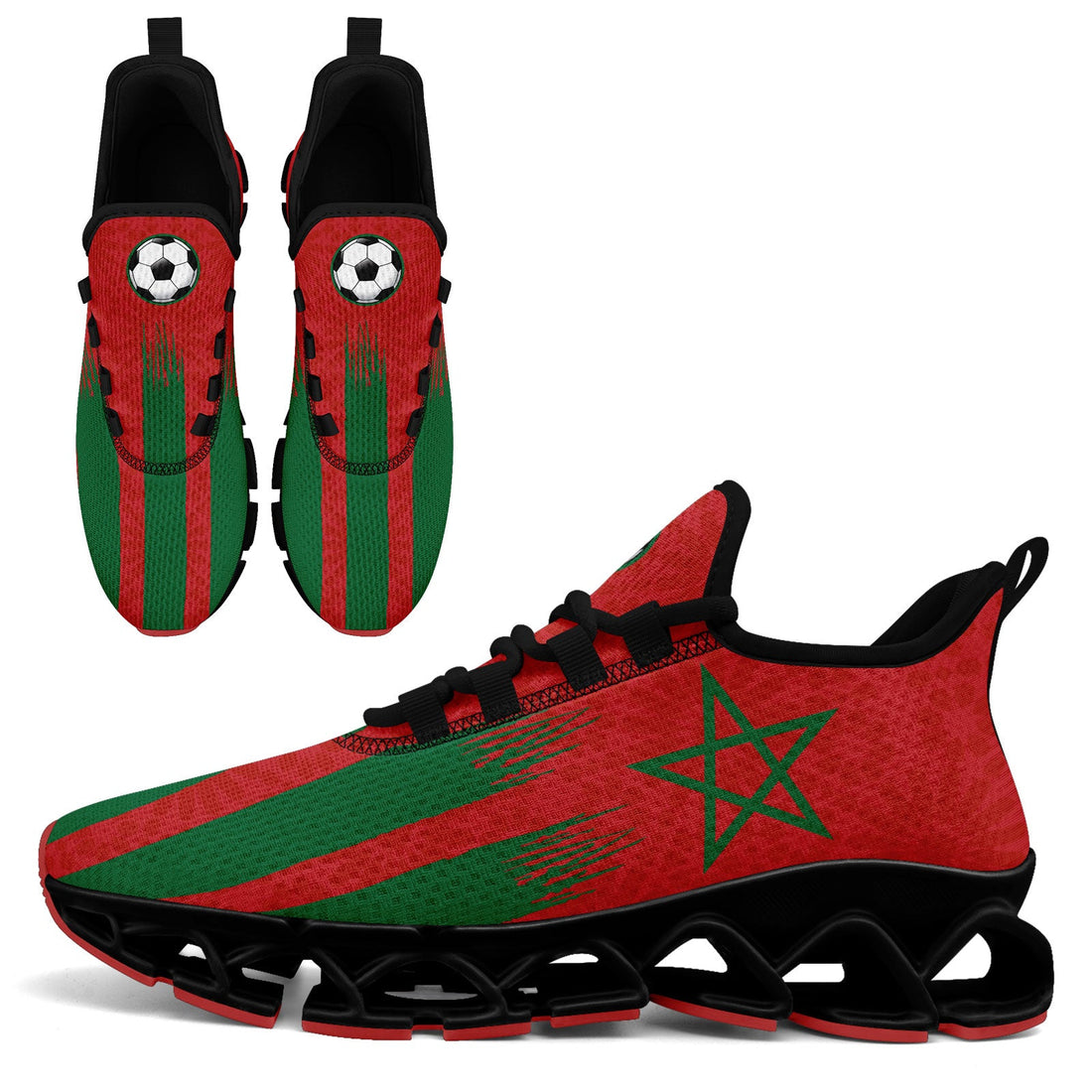 Custom Morocco 2026 World Cup Sneakers DIY Country Flag Running Shoes Lightweight Sport Shoes Gift for Football Fans Personalized Team Name and Logo FN003XD-F009086-2