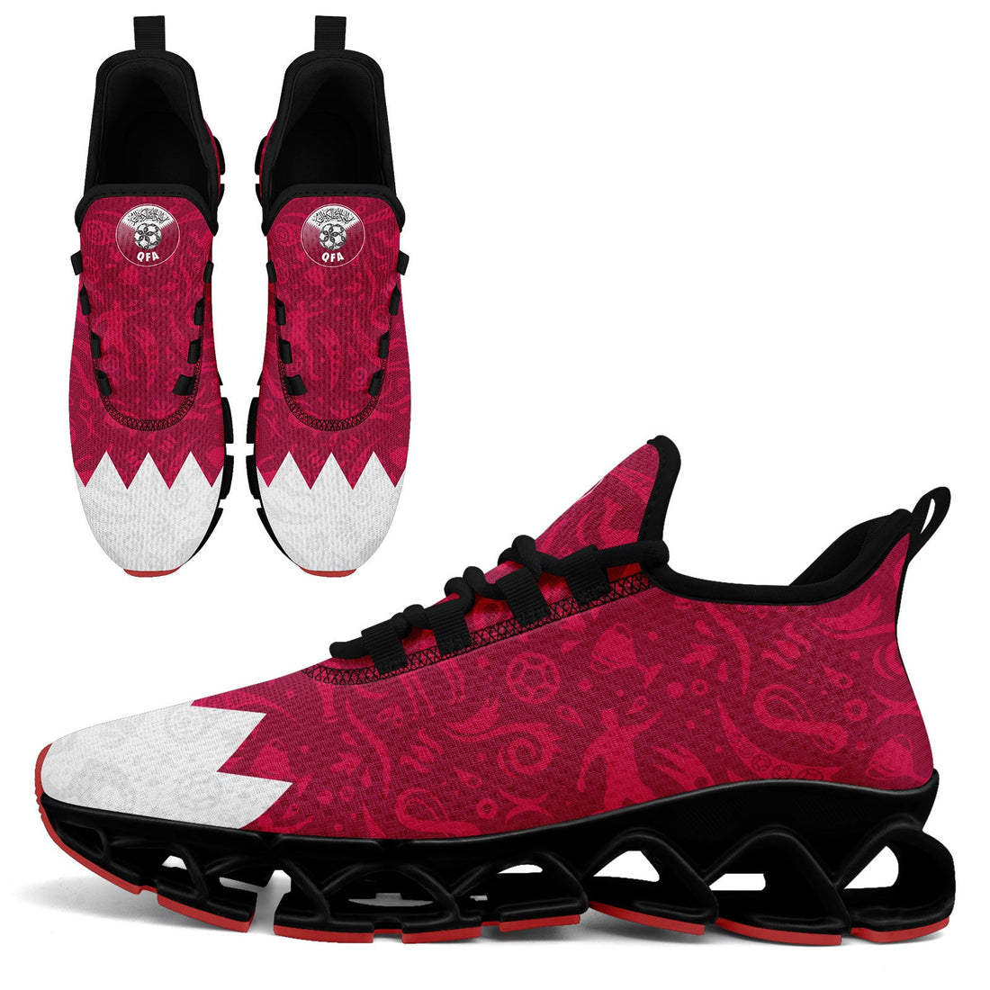Custom Qatar 2026 World Cup Sneakers DIY Country Flag Running Shoes Lightweight Sport Shoes Gift for Football Fans Personalized Team Name and Logo FN003XD-F020030-2