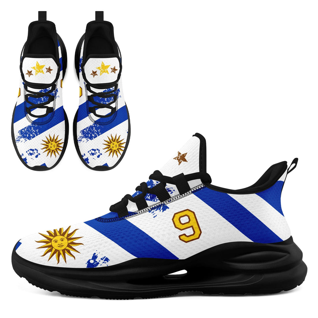 Custom Uruguay 2026 World Cup Sneakers DIY Country Flag Running Shoes Lightweight Sport Shoes Gift for Football Fans Personalized Team Name and Logo FN079-F009123-2