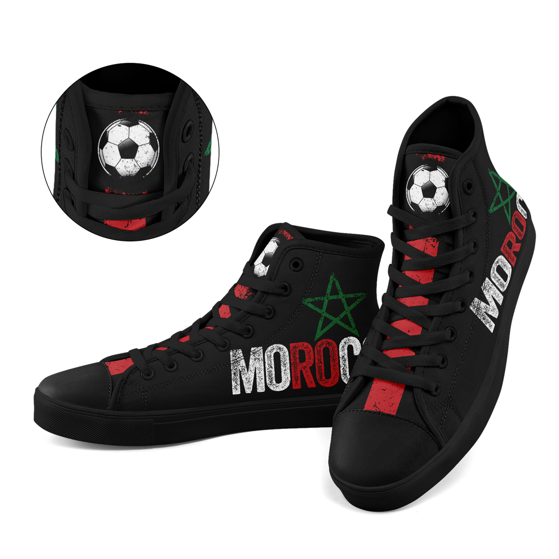 Custom Morocco 2026 World Cup Sneakers DIY Country Flag Running Shoes Lightweight Sport Shoes Gift for Football Fans Personalized Team Name and Logo FN024-F009090-1