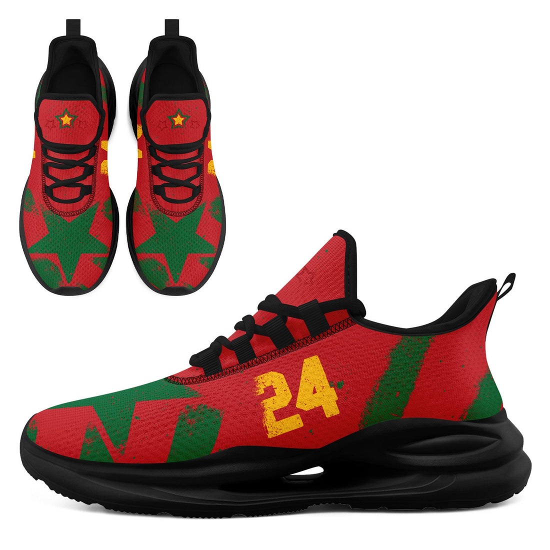 Custom Morocco 2026 World Cup Sneakers DIY Country Flag Running Shoes Lightweight Sport Shoes Gift for Football Fans Personalized Team Name and Logo FN079-F009119-7