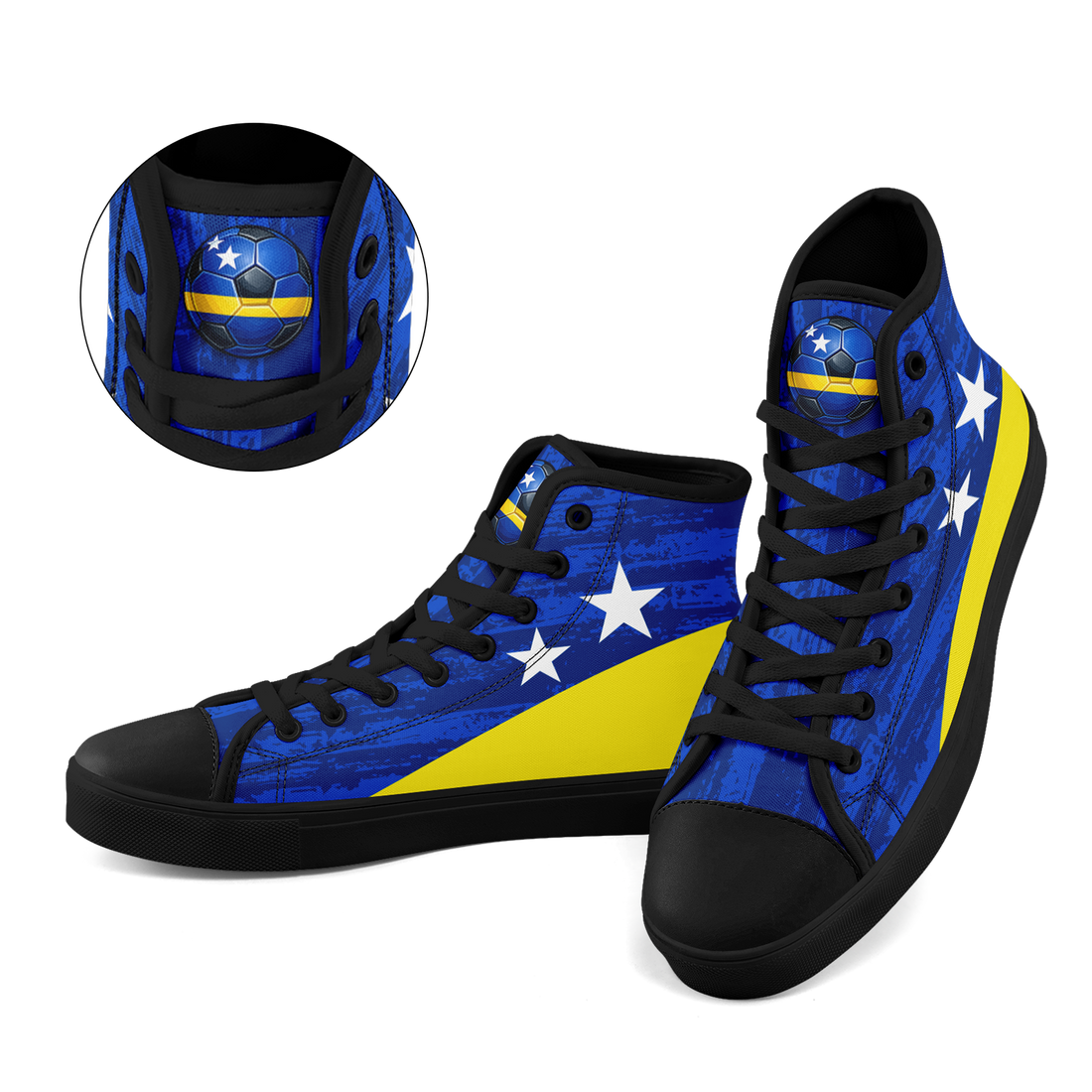 Custom Curaçao 2026 World Cup Sneakers DIY Country Flag Running Shoes Lightweight Sport Shoes Gift for Football Fans Personalized Team Name and Logo FN024-F009098-2