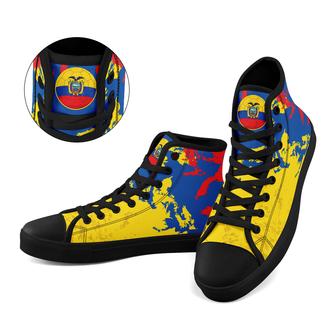 Custom Ecuador 2026 World Cup Sneakers DIY Country Flag Running Shoes Lightweight Sport Shoes Gift for Football Fans Personalized Team Name and Logo FN024-F009099-1