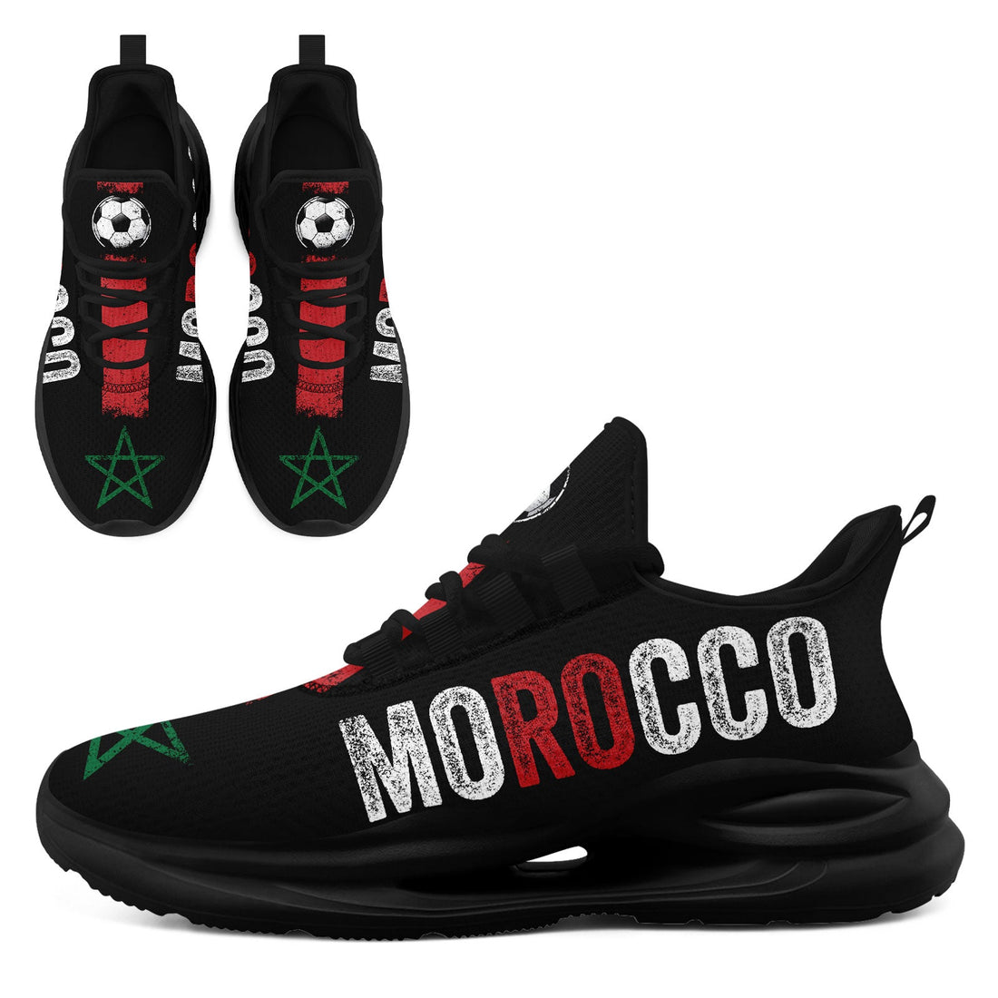 Custom Morocco 2026 World Cup Sneakers DIY Country Flag Running Shoes Lightweight Sport Shoes Gift for Football Fans Personalized Team Name and Logo FN079-F009083-1