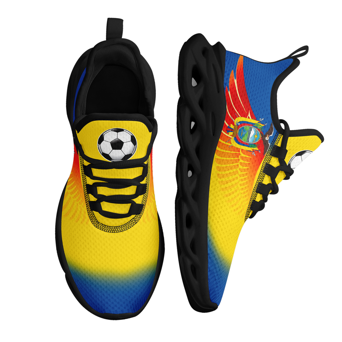Custom Ecuador 2026 World Cup Sneakers DIY Country Flag Running Shoes Lightweight Sport Shoes Gift for Football Fans Personalized Team Name and Logo FN003-F009077-2