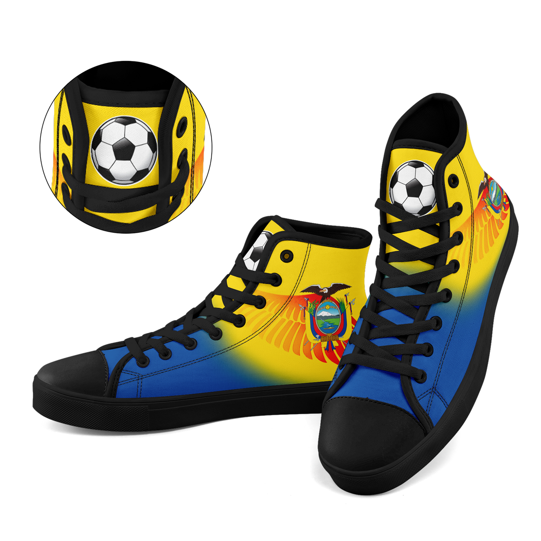 Custom Ecuador 2026 World Cup Sneakers DIY Country Flag Running Shoes Lightweight Sport Shoes Gift for Football Fans Personalized Team Name and Logo FN024-F009099-2