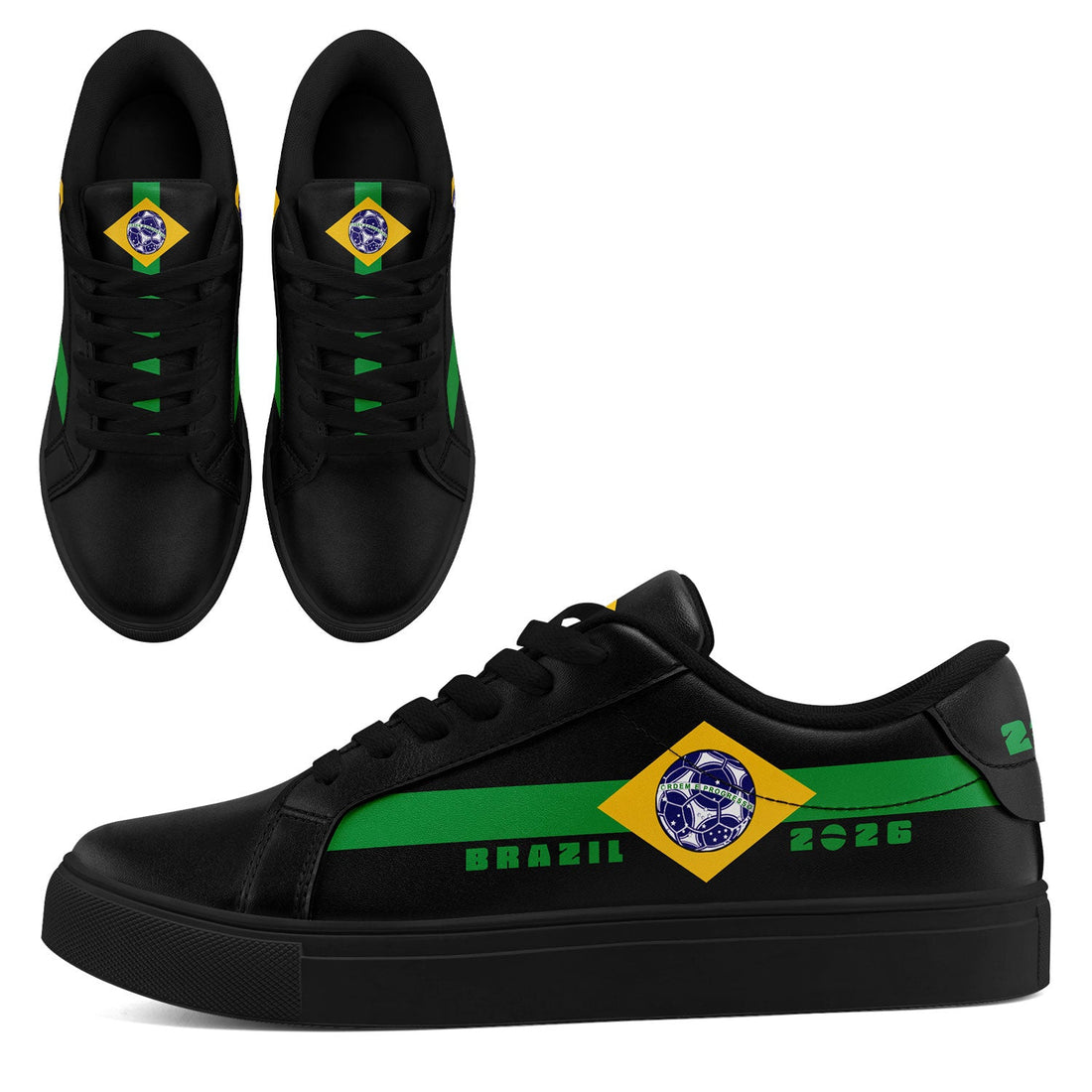 Custom 2026 World Cup Brazil Sneakers DIY Country Flag Running Shoes Lightweight Sport Shoes Gift for Football Fans Personalized Team Name and Logo FN023-F027052-3