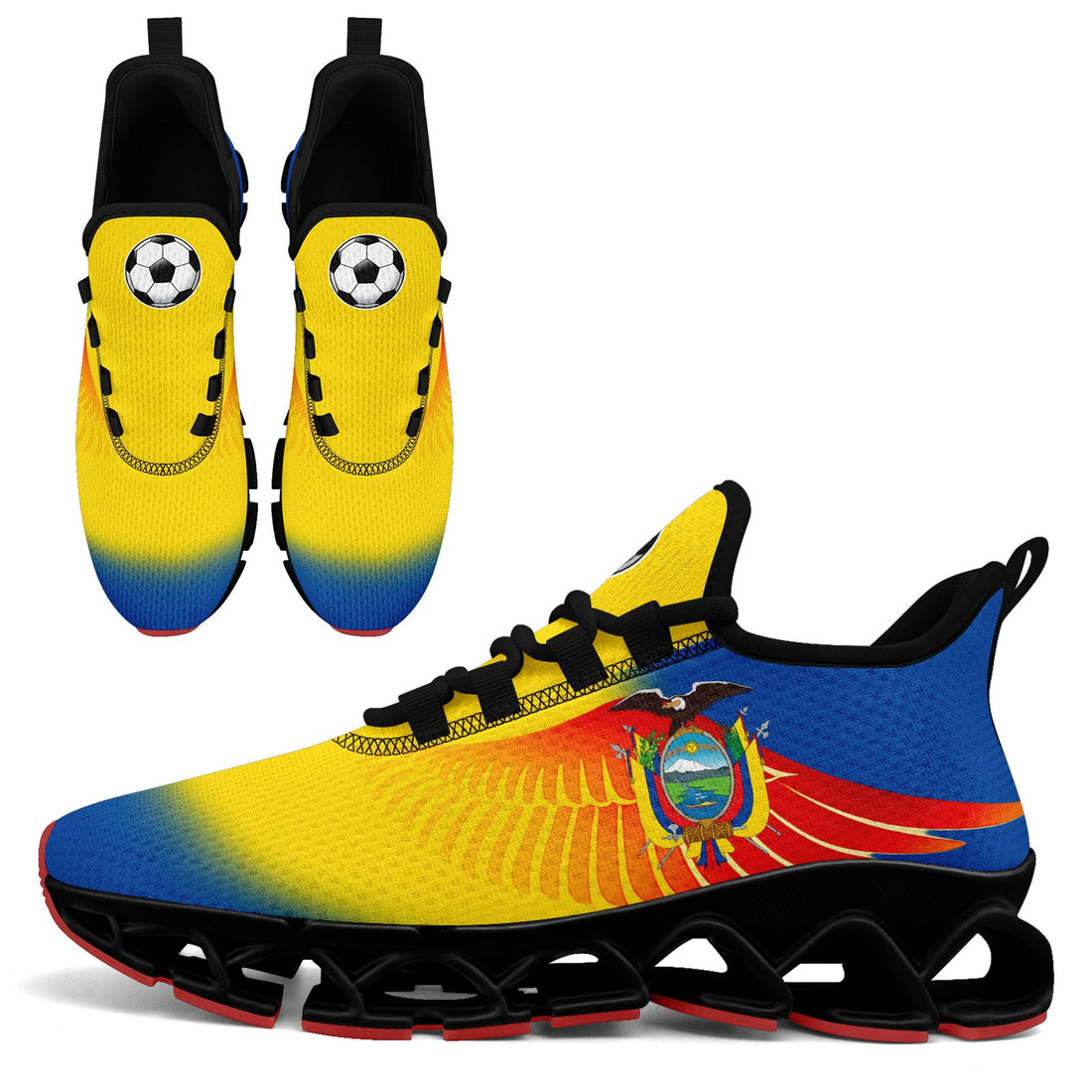 Custom Ecuador 2026 World Cup Sneakers DIY Country Flag Running Shoes Lightweight Sport Shoes Gift for Football Fans Personalized Team Name and Logo FN003XD-F009092-2