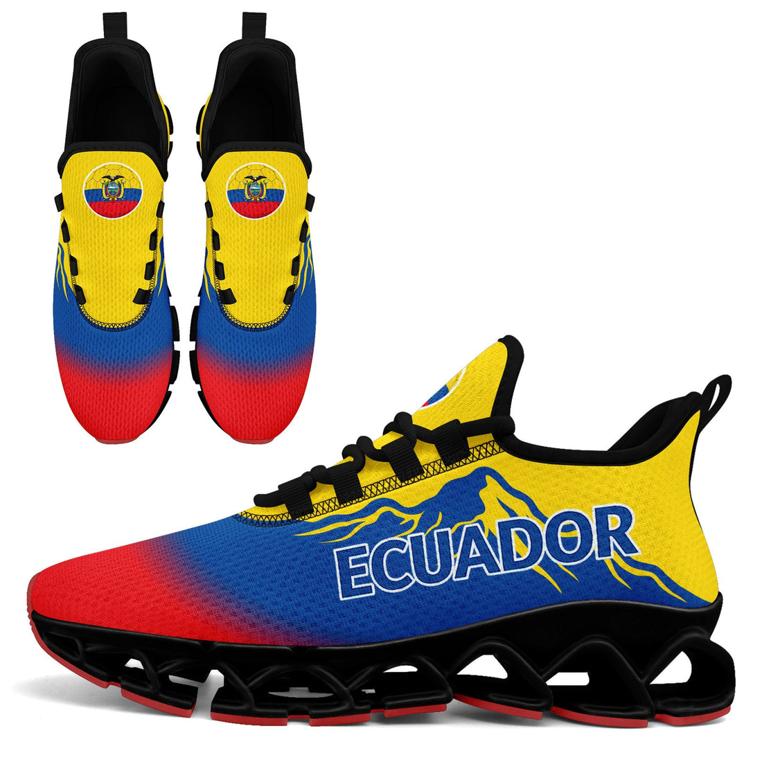 Custom Ecuador 2026 World Cup Sneakers DIY Country Flag Running Shoes Lightweight Sport Shoes Gift for Football Fans Personalized Team Name and Logo FN003XD-F009092-5