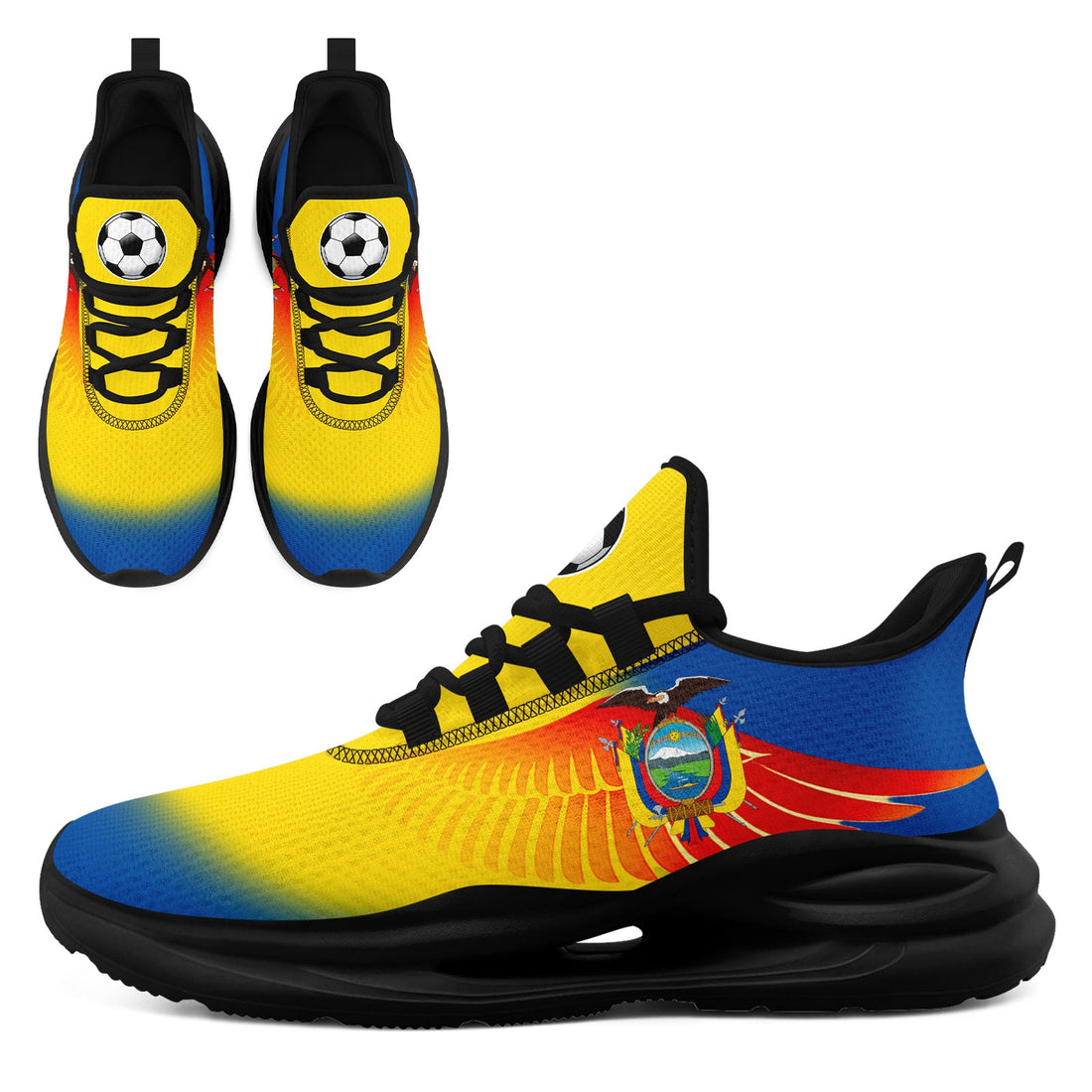 Custom Ecuador 2026 World Cup Sneakers DIY Country Flag Running Shoes Lightweight Sport Shoes Gift for Football Fans Personalized Team Name and Logo FN079-F009088-2