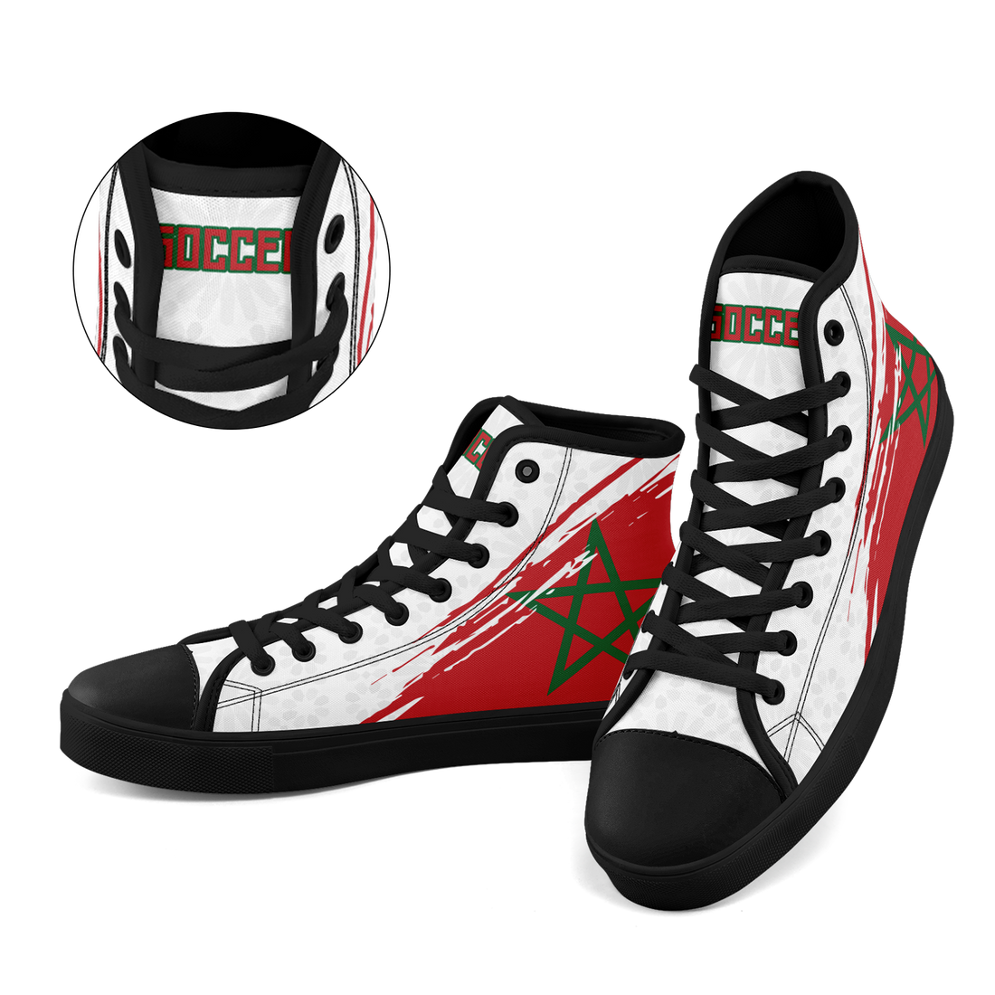 Custom Morocco 2026 World Cup Sneakers DIY Country Flag Running Shoes Lightweight Sport Shoes Gift for Football Fans Personalized Team Name and Logo FN024-F009090-5