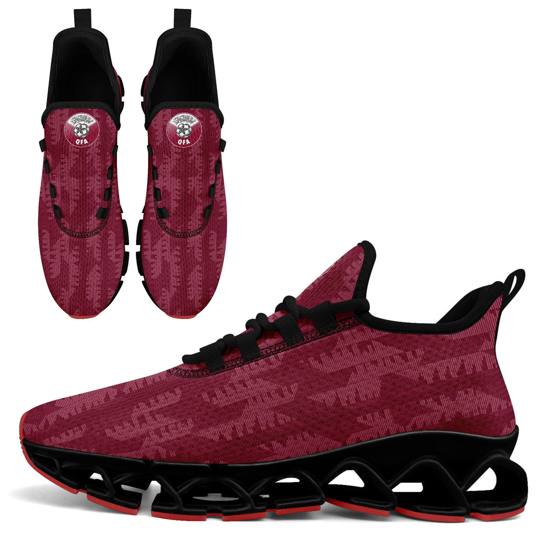 Custom Qatar 2026 World Cup Sneakers DIY Country Flag Running Shoes Lightweight Sport Shoes Gift for Football Fans Personalized Team Name and Logo FN003XD-F020030-4