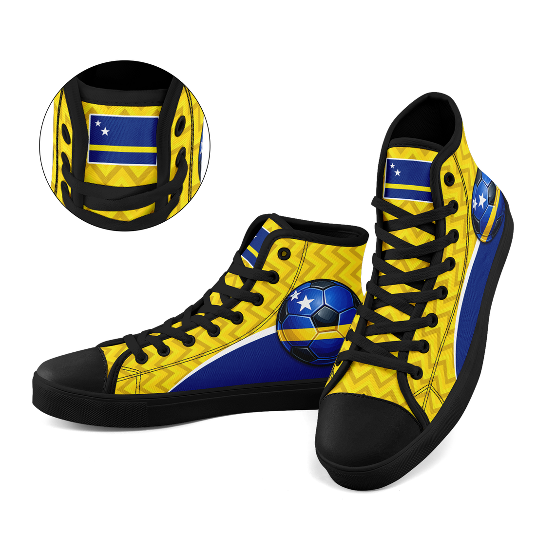 Custom Curaçao 2026 World Cup Sneakers DIY Country Flag Running Shoes Lightweight Sport Shoes Gift for Football Fans Personalized Team Name and Logo FN024-F009098-1