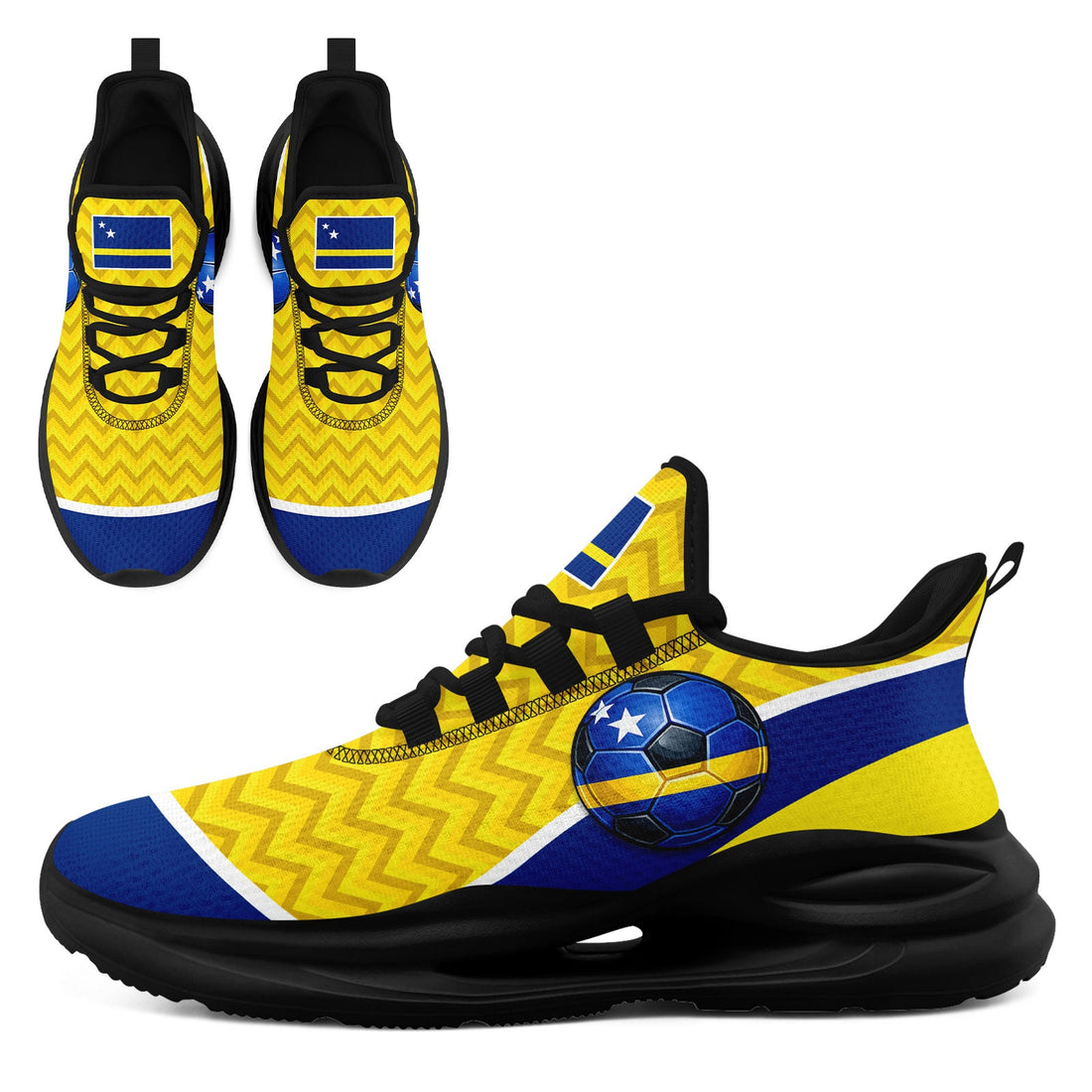 Custom Curaçao 2026 World Cup Sneakers DIY Country Flag Running Shoes Lightweight Sport Shoes Gift for Football Fans Personalized Team Name and Logo FN079-F009087-1