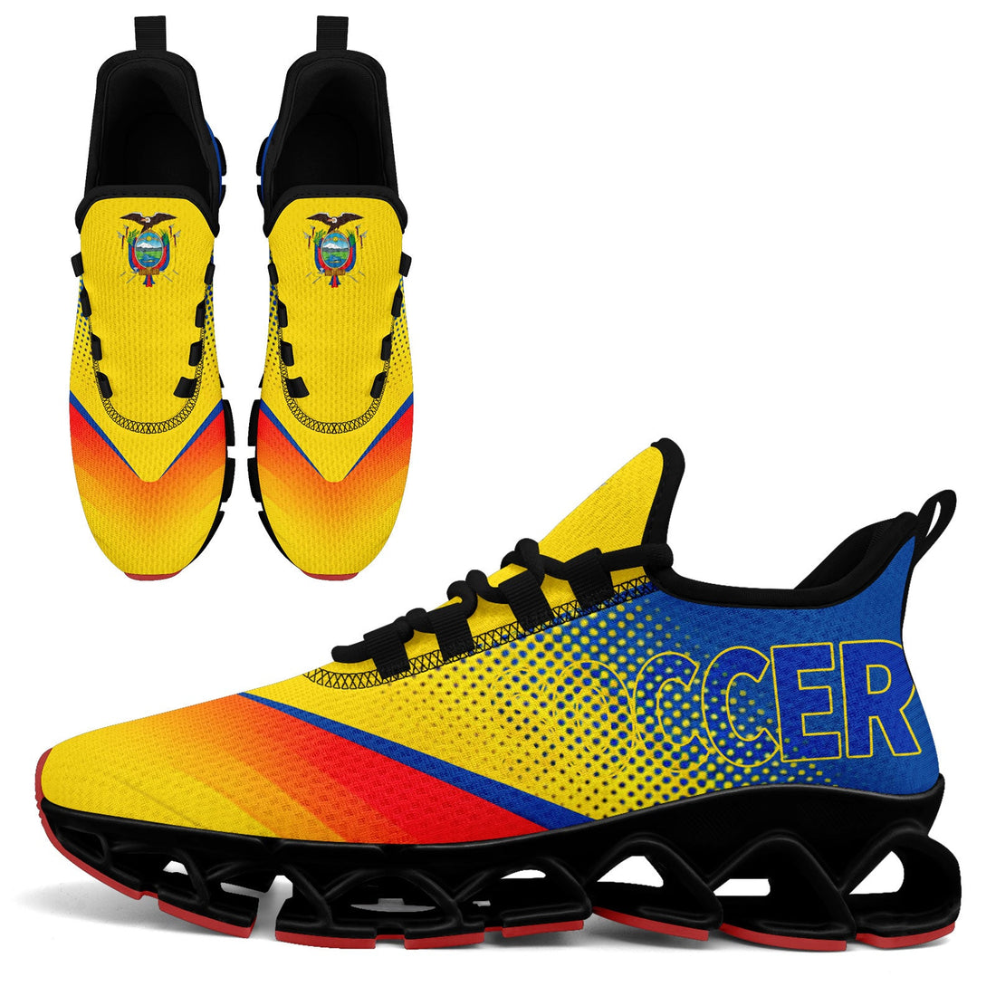 Custom Ecuador 2026 World Cup Sneakers DIY Country Flag Running Shoes Lightweight Sport Shoes Gift for Football Fans Personalized Team Name and Logo FN003XD-F009092-3