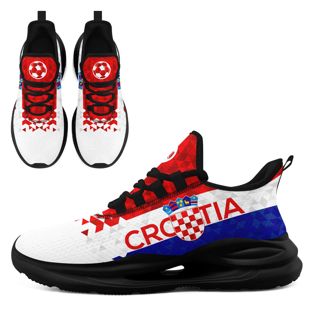 Custom Croatia 2026 World Cup Sneakers DIY Country Flag Running Shoes Lightweight Sport Shoes Gift for Football Fans Personalized Team Name and Logo FN079-F009105-5