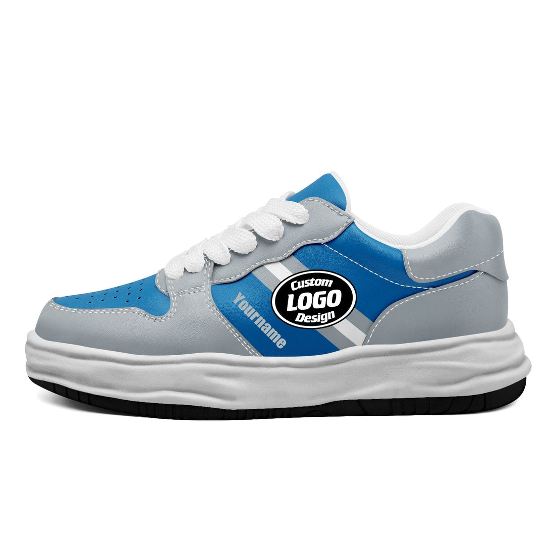 Corporate Gifts,Custom Blue Gray Detroit Shoes Personalized Sneaker FN032-D020389-11