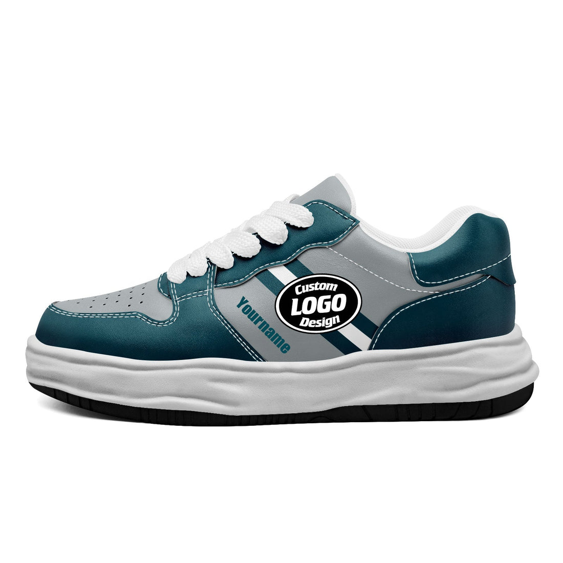 Corporate Gifts,Custom Green Gray Philadelphia Shoes Personalized Sneaker FN032-D020389-23