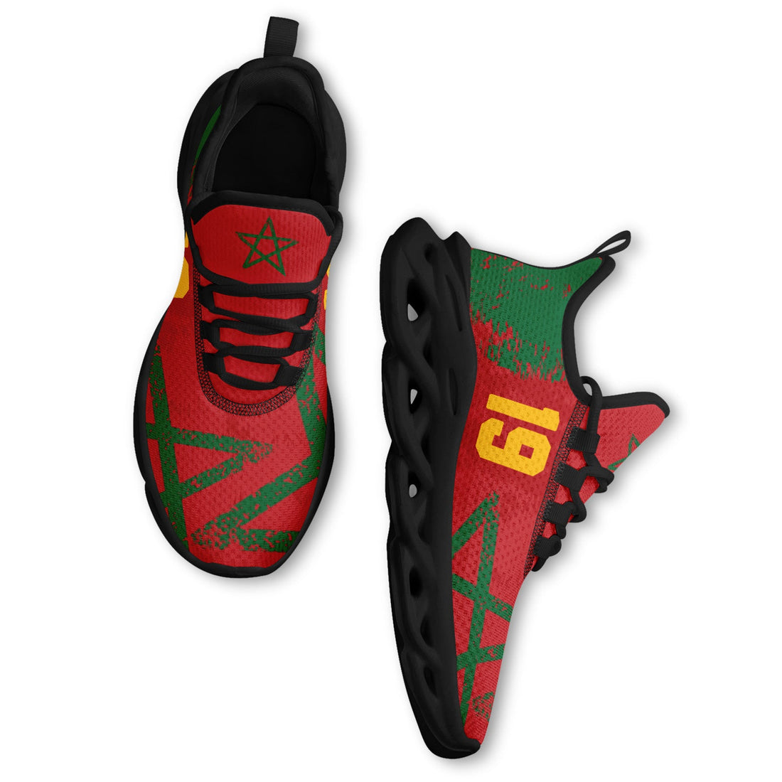 Custom Morocco 2026 World Cup Sneakers DIY Country Flag Running Shoes Lightweight Sport Shoes Gift for Football Fans Personalized Team Name and Logo FN003-F009115-8