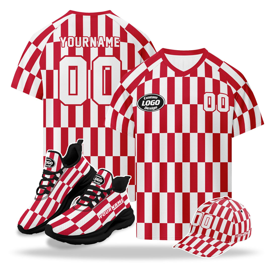 Custom 2026 World Cup Austria High Quality Soccer Stadium Version Jersey Sneakers Sports Shoes and Hat Combo Offer Personalized Team Name and Logo ZH-F027104-1