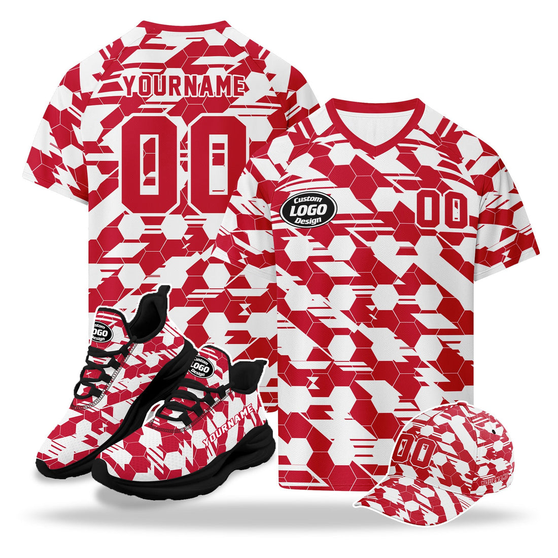 Custom 2026 World Cup Austria High Quality Soccer Stadium Version Jersey Sneakers Sports Shoes and Hat Combo Offer Personalized Team Name and Logo ZH-F027104-9