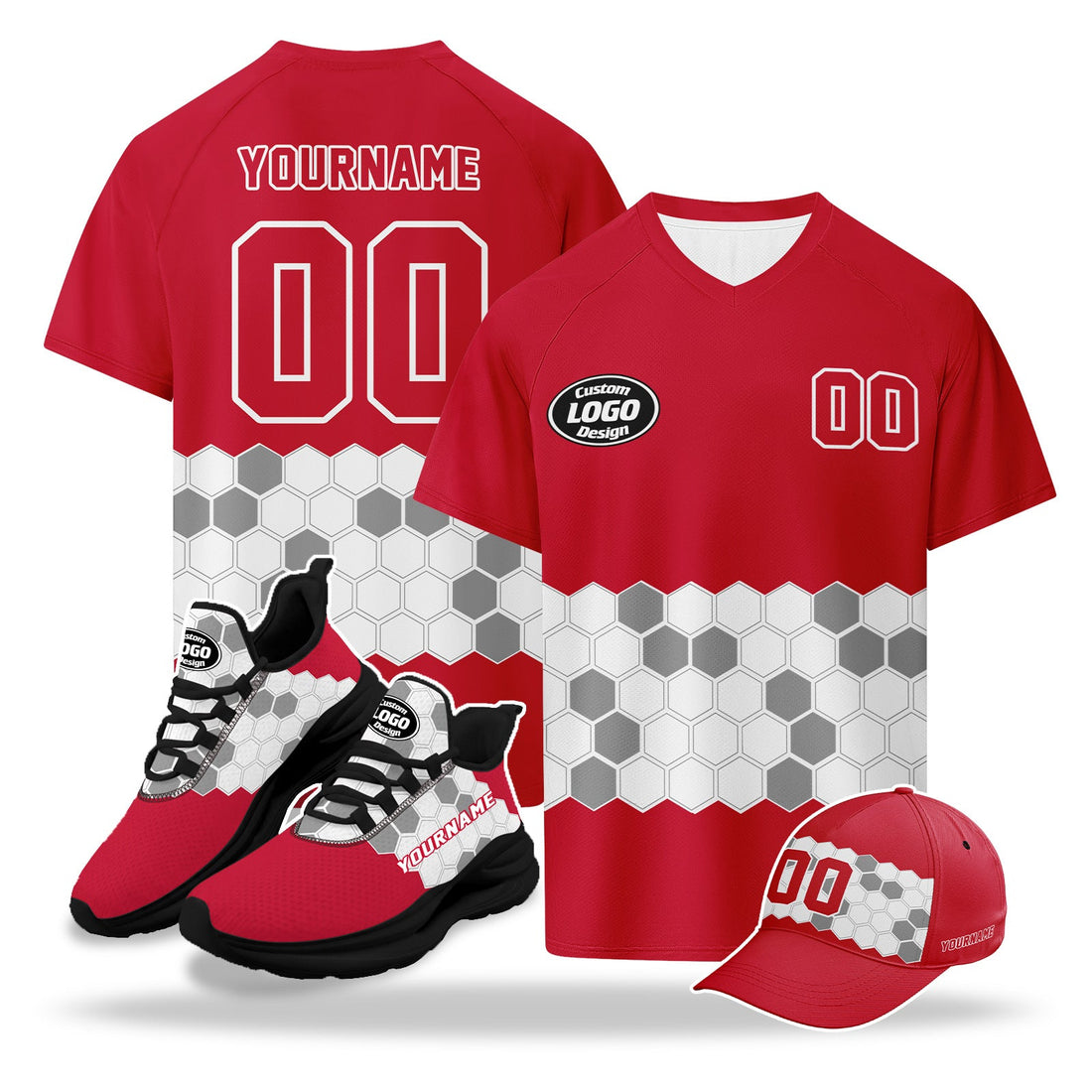 Custom 2026 World Cup Austria High Quality Soccer Stadium Version Jersey Sneakers Sports Shoes and Hat Combo Offer Personalized Team Name and Logo ZH-F027104-4