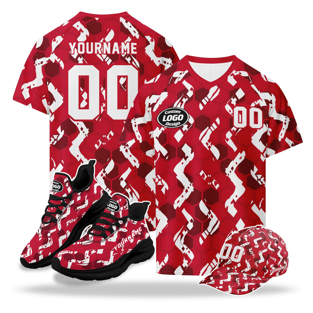 Custom 2026 World Cup Austria High Quality Soccer Stadium Version Jersey Sneakers Sports Shoes and Hat Combo Offer Personalized Team Name and Logo ZH-F027104-3