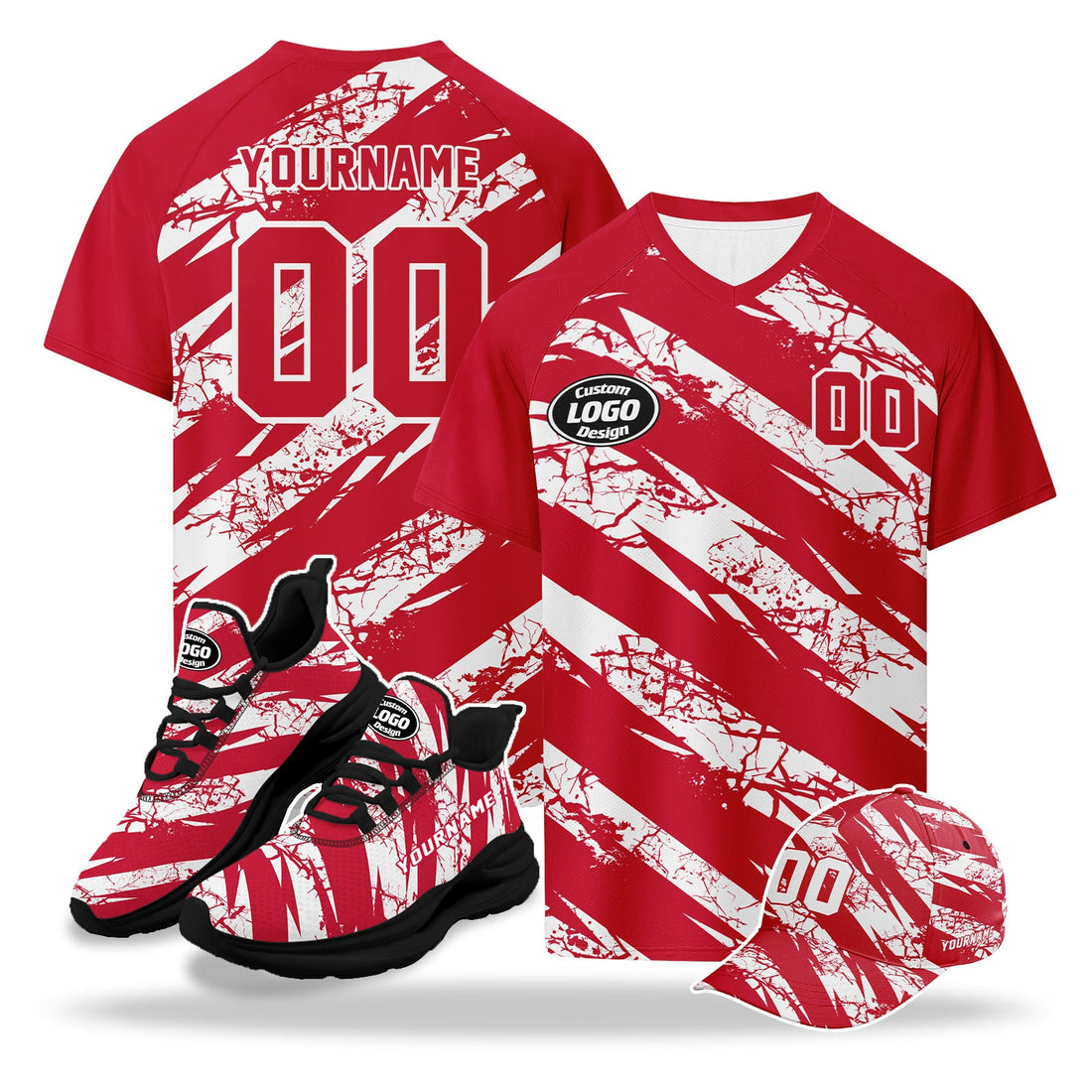 Custom 2026 World Cup Austria High Quality Soccer Stadium Version Jersey Sneakers Sports Shoes and Hat Combo Offer Personalized Team Name and Logo ZH-F027104-7