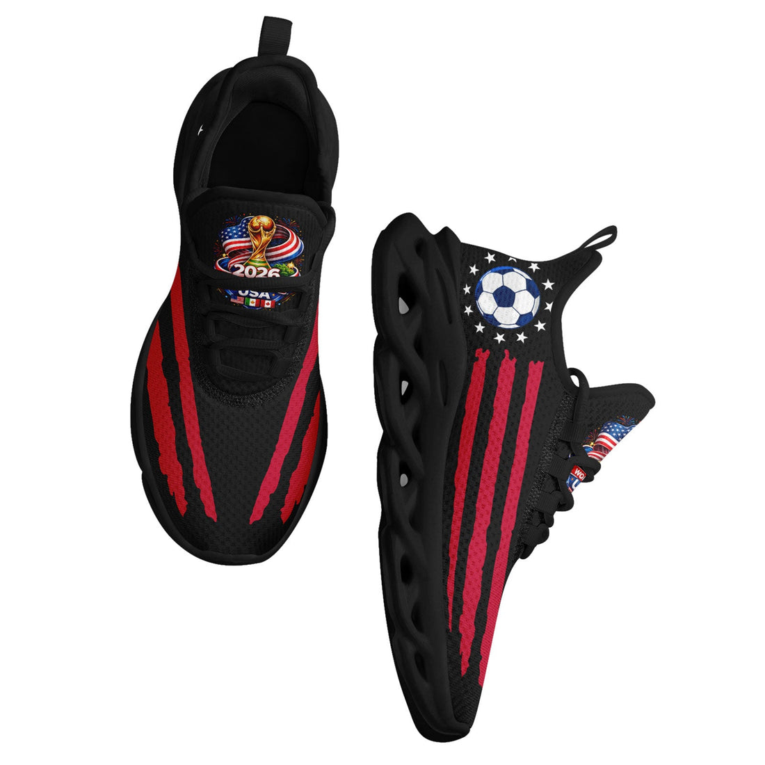Custom United States 2026 World Cup Sneakers DIY Country Flag Running Shoes Lightweight Sport Shoes Gift for Football Fans Personalized Team Name and Logo FN003-F028035-2