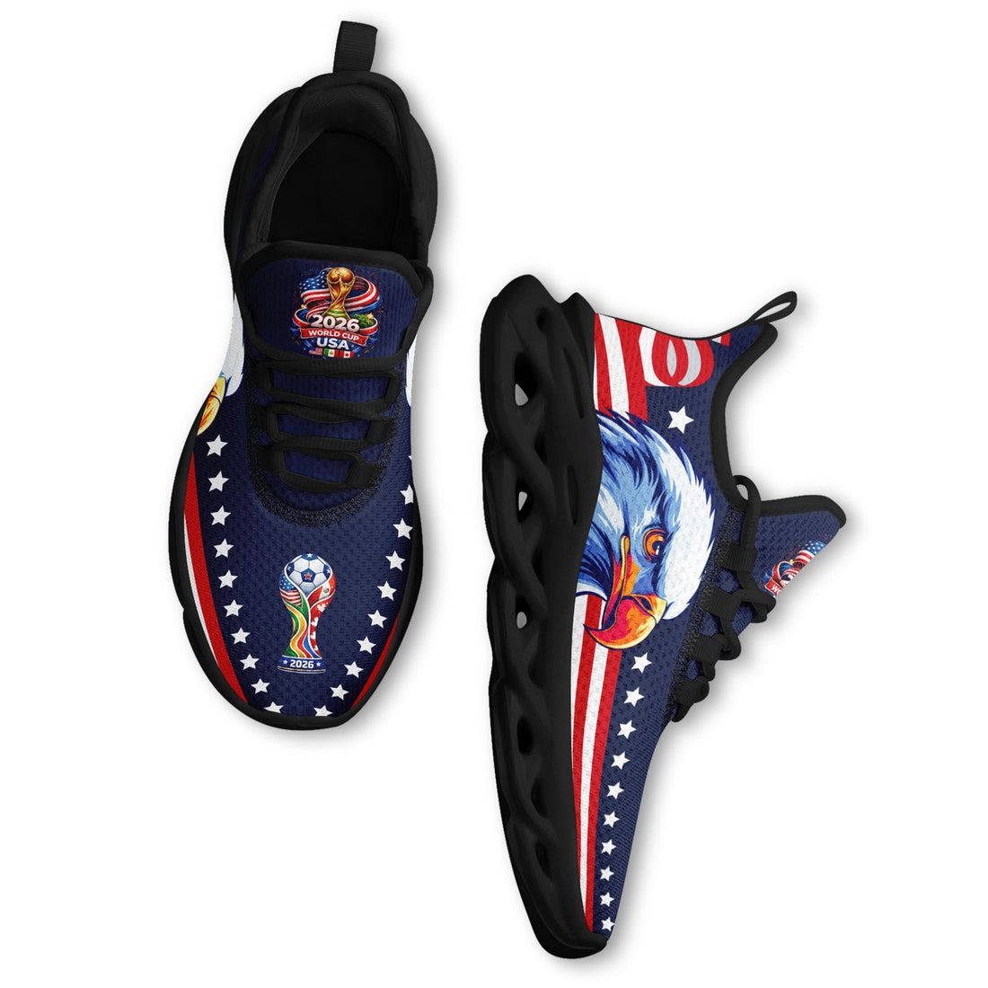 Custom United States 2026 World Cup Sneakers DIY Country Flag Running Shoes Lightweight Sport Shoes Gift for Football Fans Personalized Team Name and Logo FN003-F018032-4