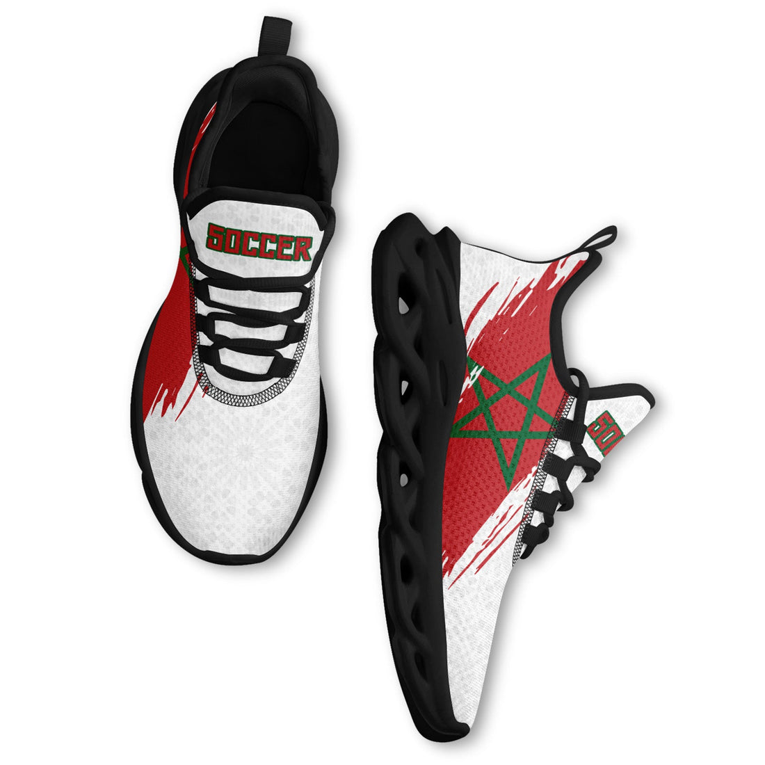 Custom Morocco 2026 World Cup Sneakers DIY Country Flag Running Shoes Lightweight Sport Shoes Gift for Football Fans Personalized Team Name and Logo FN003-F009073-5