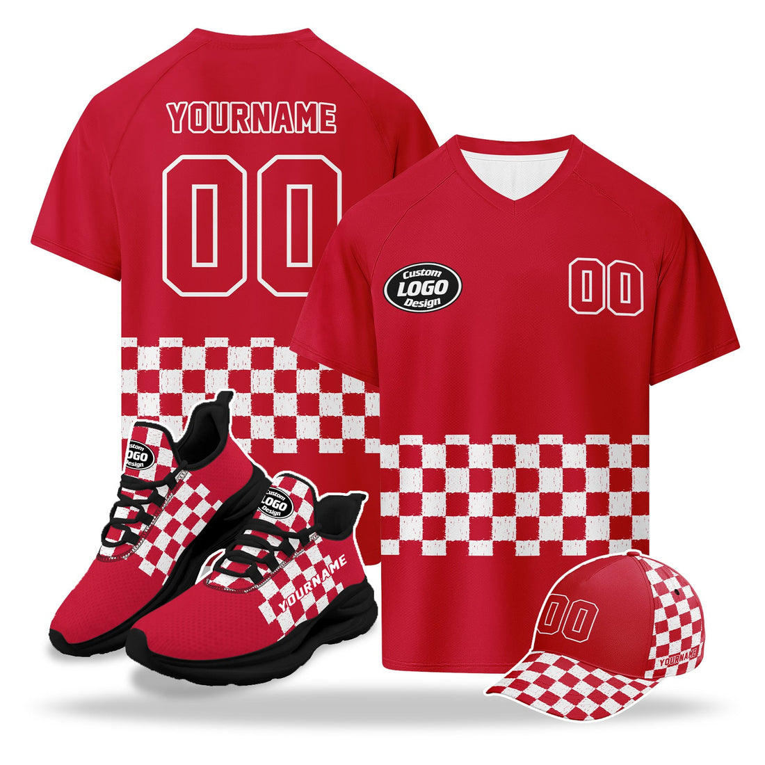 Custom 2026 World Cup Austria High Quality Soccer Stadium Version Jersey Sneakers Sports Shoes and Hat Combo Offer Personalized Team Name and Logo ZH-F027104-8