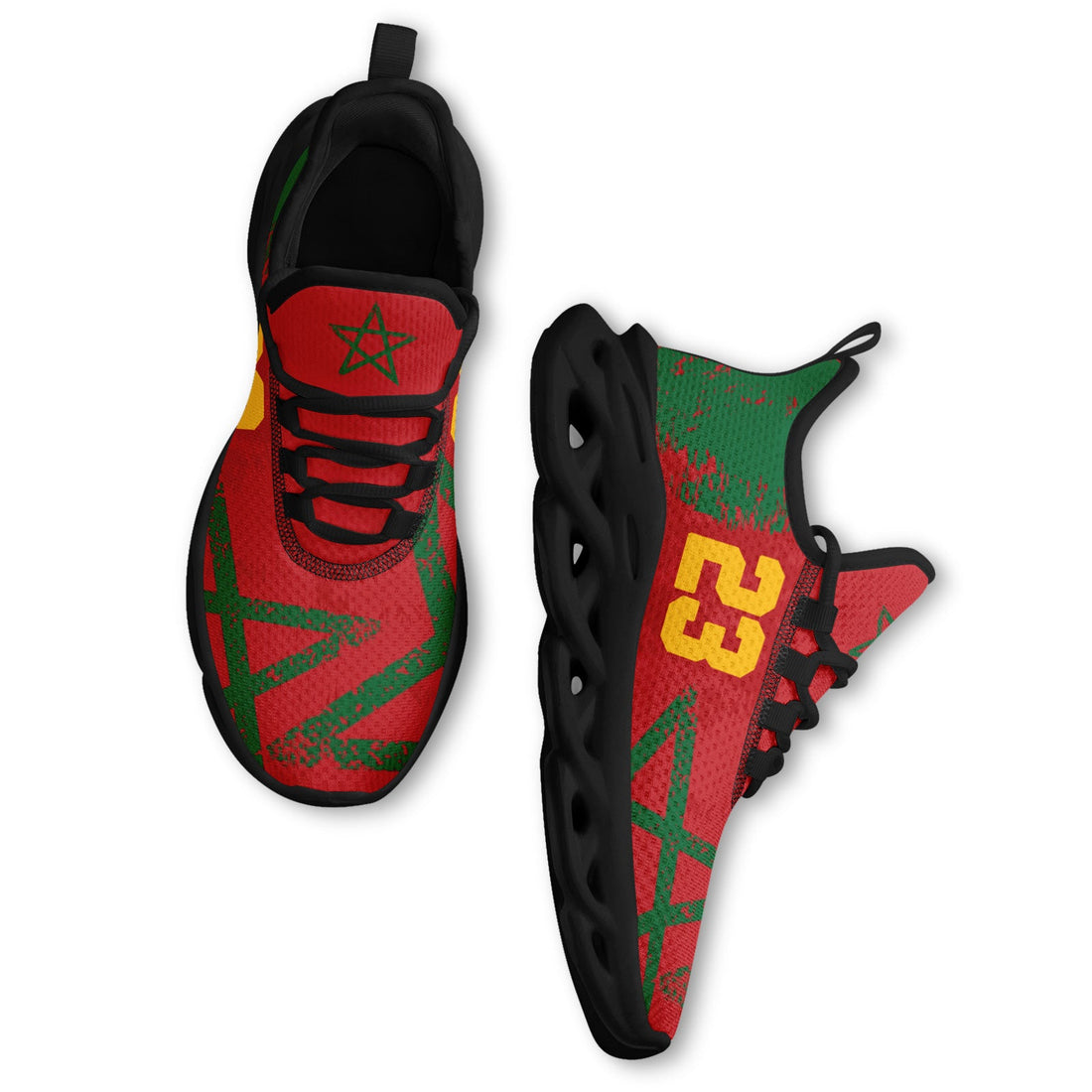 Custom Morocco 2026 World Cup Sneakers DIY Country Flag Running Shoes Lightweight Sport Shoes Gift for Football Fans Personalized Team Name and Logo FN003-F009115-4