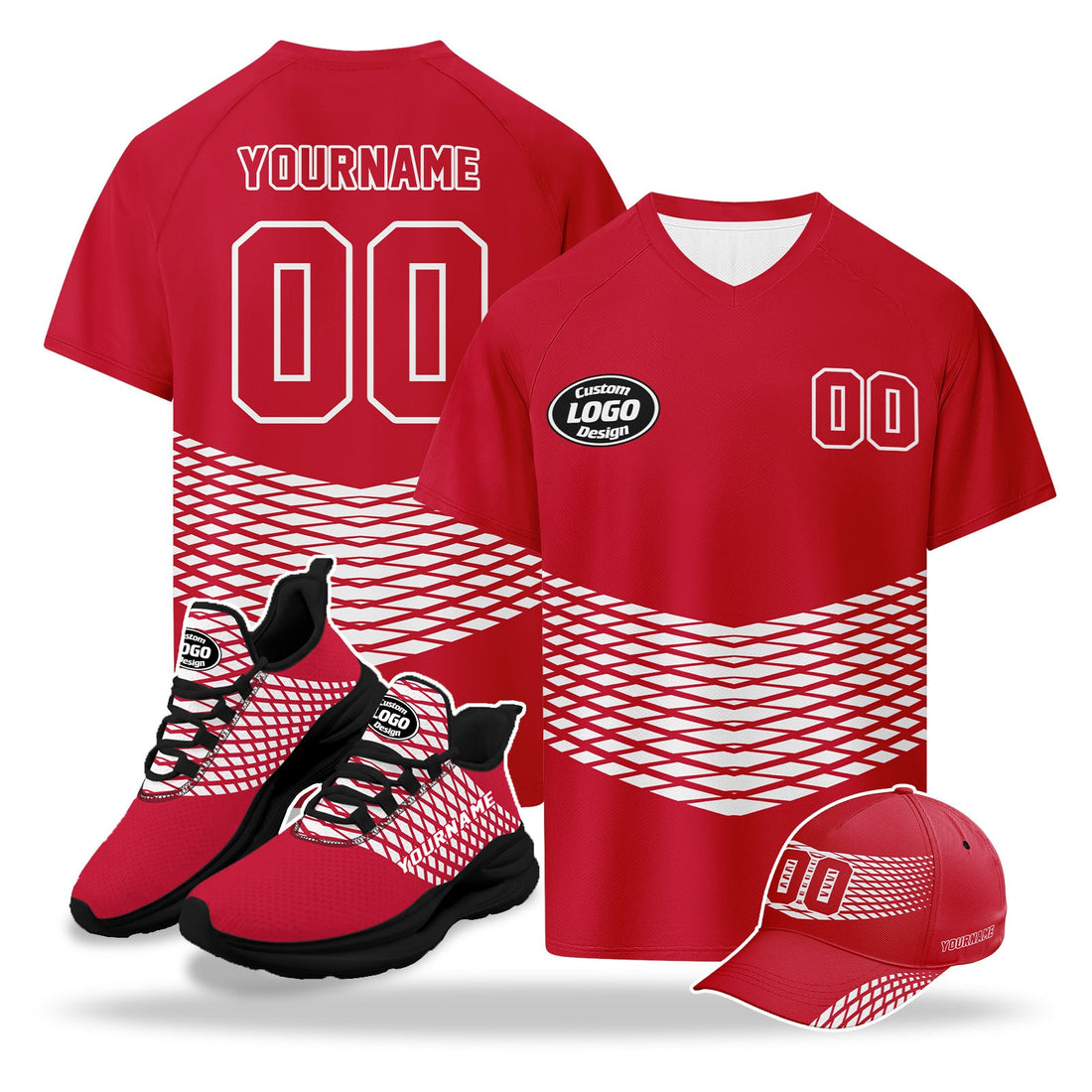 Custom 2026 World Cup Austria High Quality Soccer Stadium Version Jersey Sneakers Sports Shoes and Hat Combo Offer Personalized Team Name and Logo ZH-F027104-5