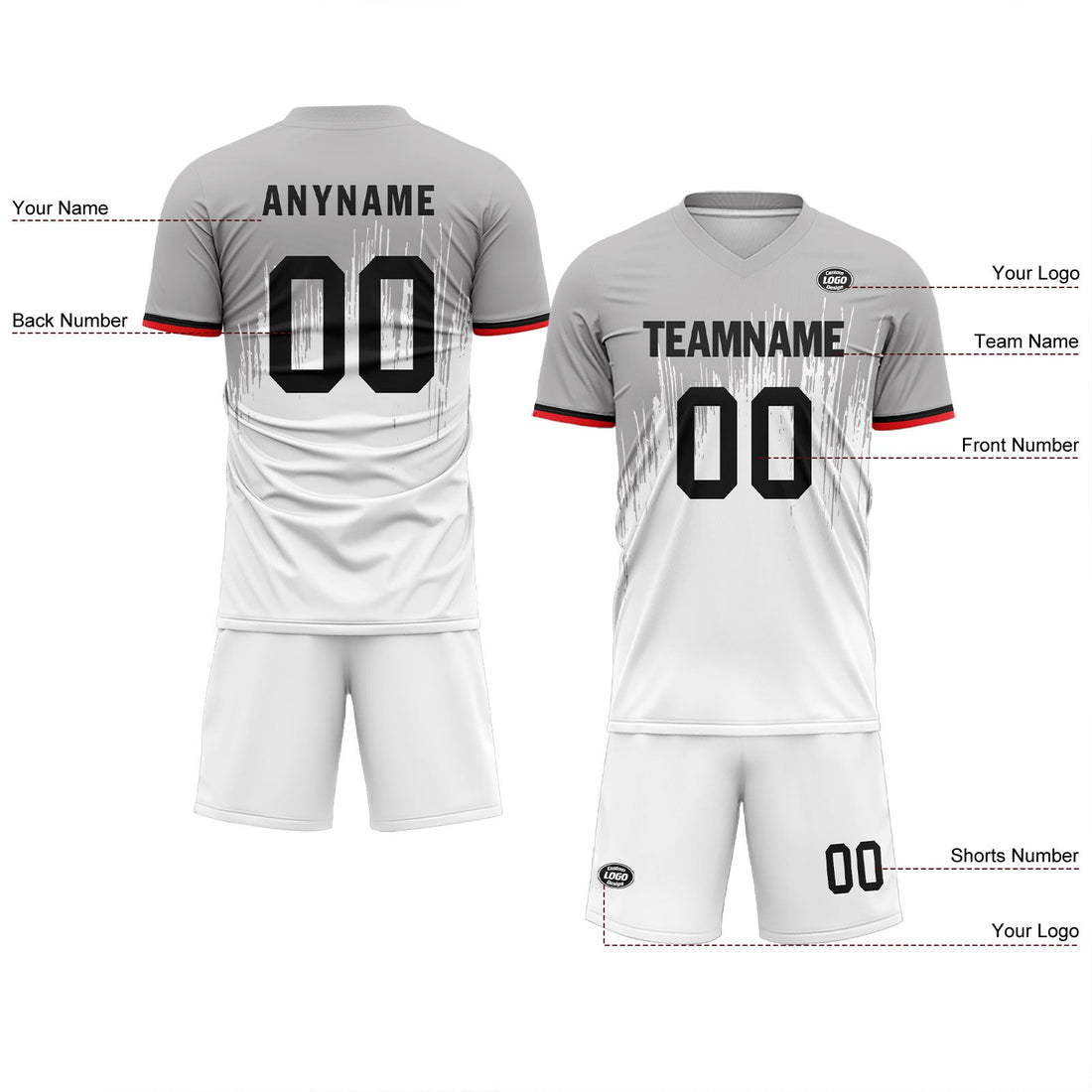 Custom Gray White Soccer Sets Jersey Personalized SCJ101-D28027