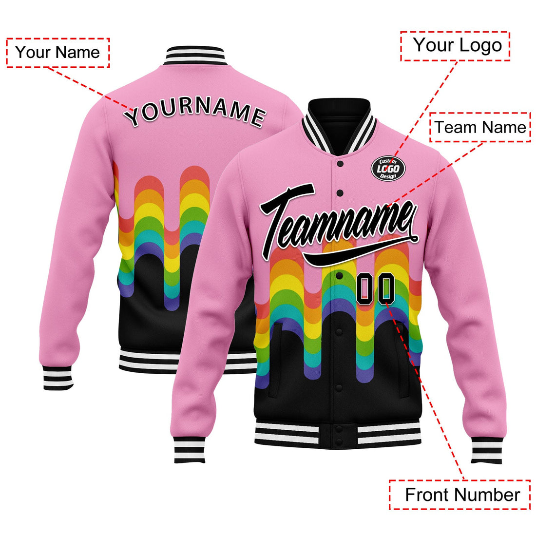 Custom Jacket Bomber Full-Snap Varsity Letterman Personalized Jacket FZ005-D025003-14