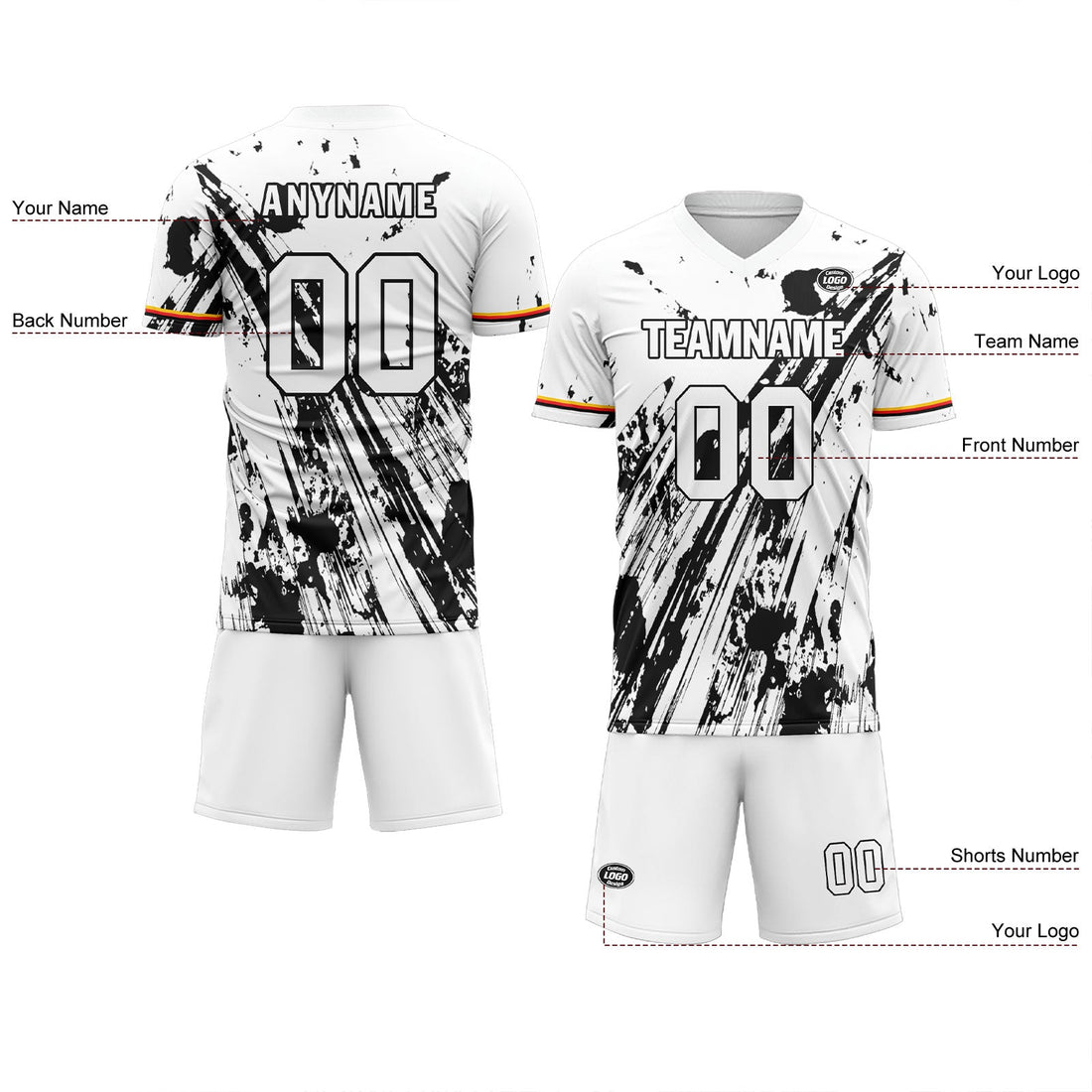 Custom White Black Soccer Sets Jersey Personalized SCJ101-D28010