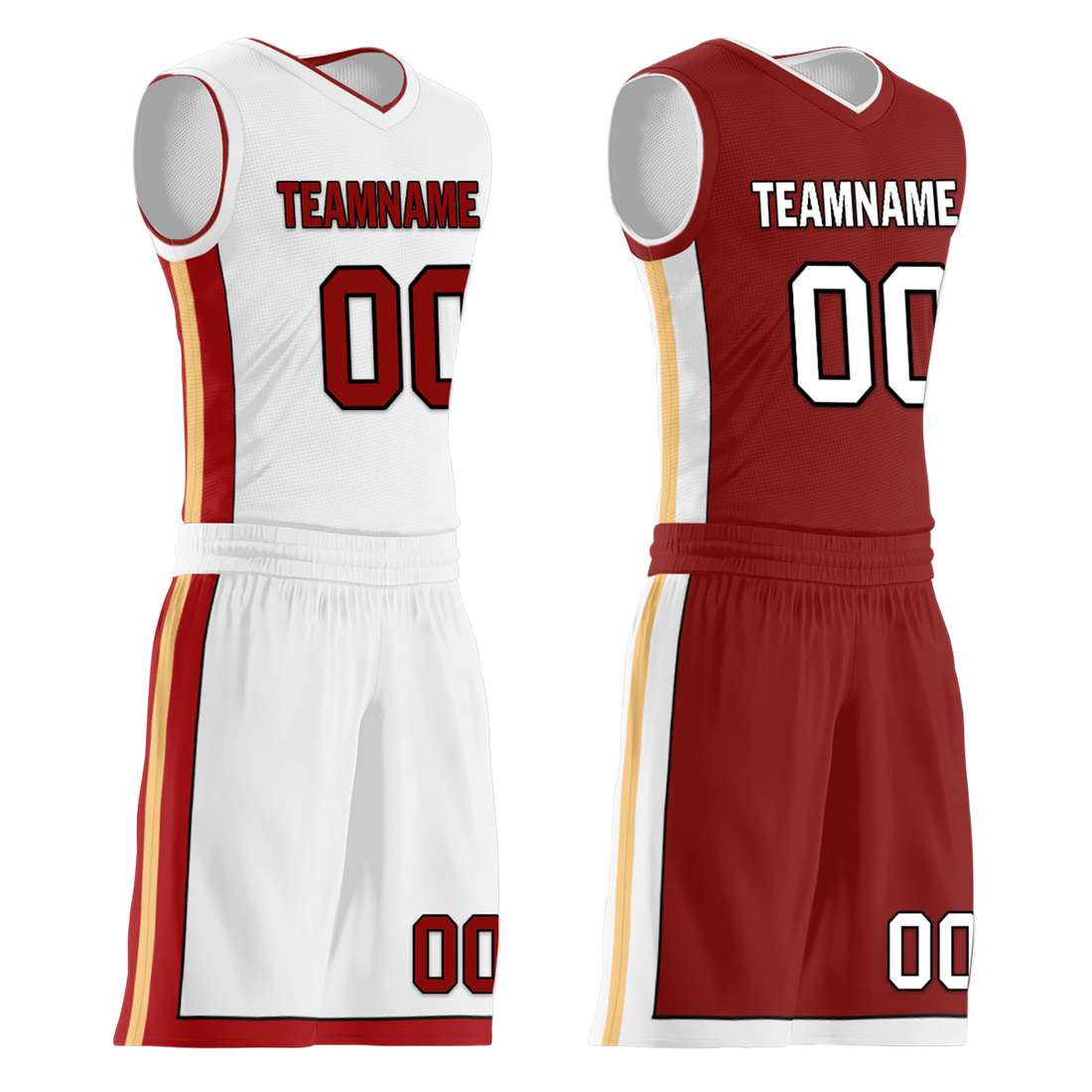 Custom White Red Classic Style Reversible Basketball Uniform Personalized BBJR-D017017