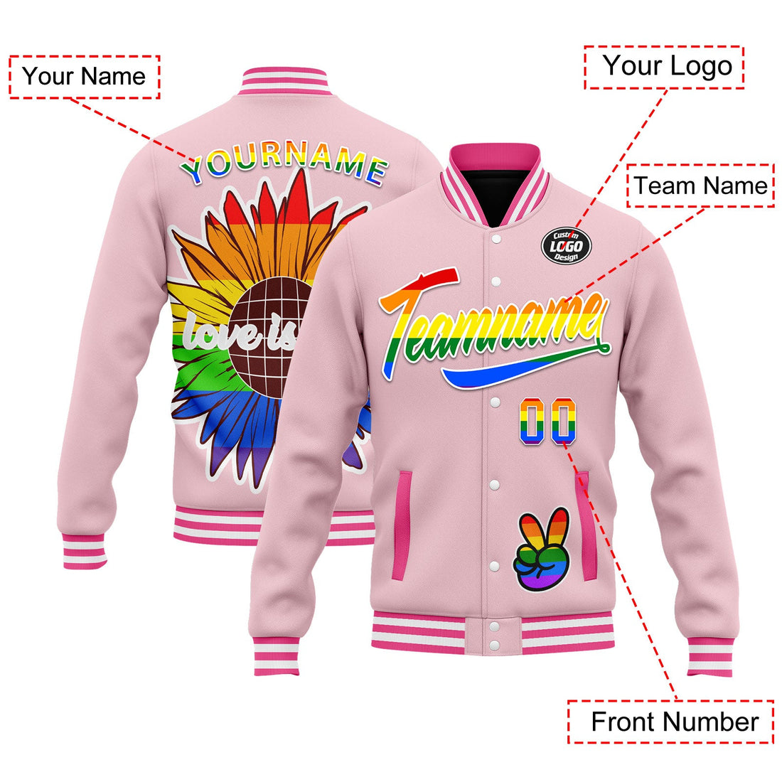 Custom Jacket Bomber Full-Snap Varsity Letterman Personalized Jacket FZ005-D025003-4