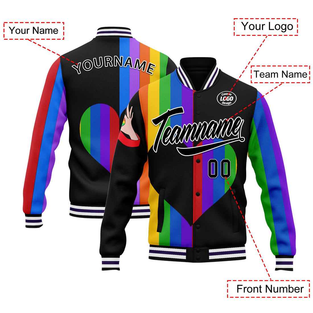 Custom Jacket Bomber Full-Snap Varsity Letterman Personalized Jacket FZ005-D025003-9