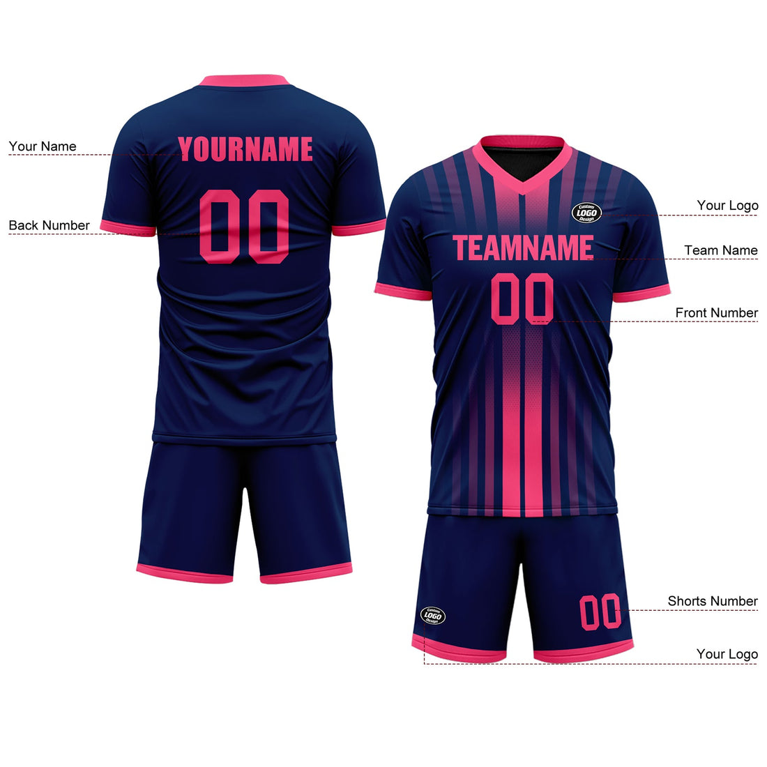 Gift Ideas,Custom Blue Pink Soccer Sets Jersey Personalized SCJ101-D020131-1