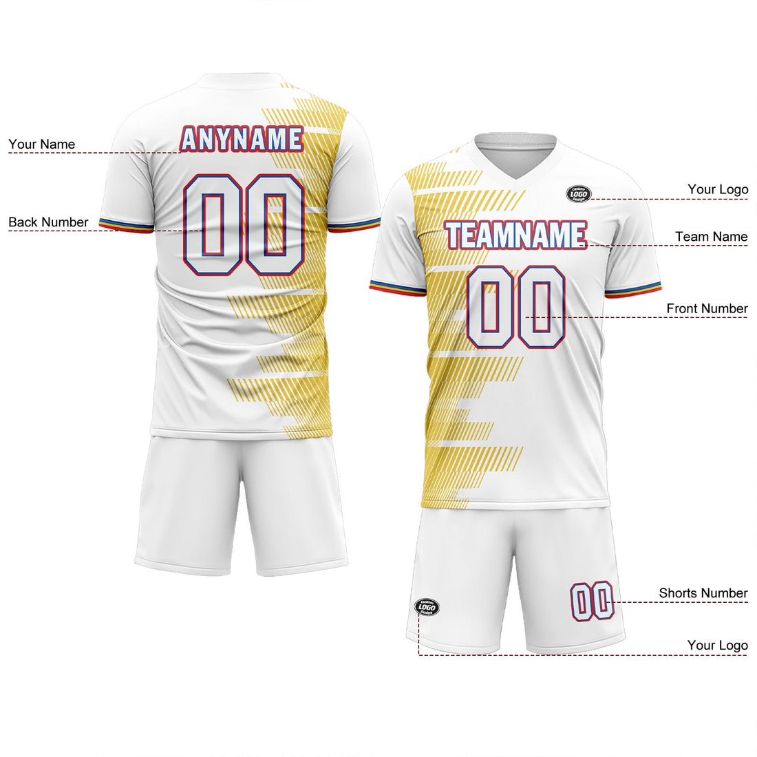 Custom Yellow White Soccer Sets Jersey Personalized SCJ101-D28040