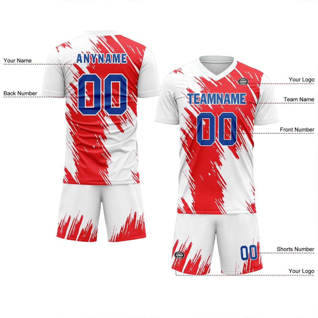 Custom White Red Soccer Sets Jersey Personalized SCJ101-D28004