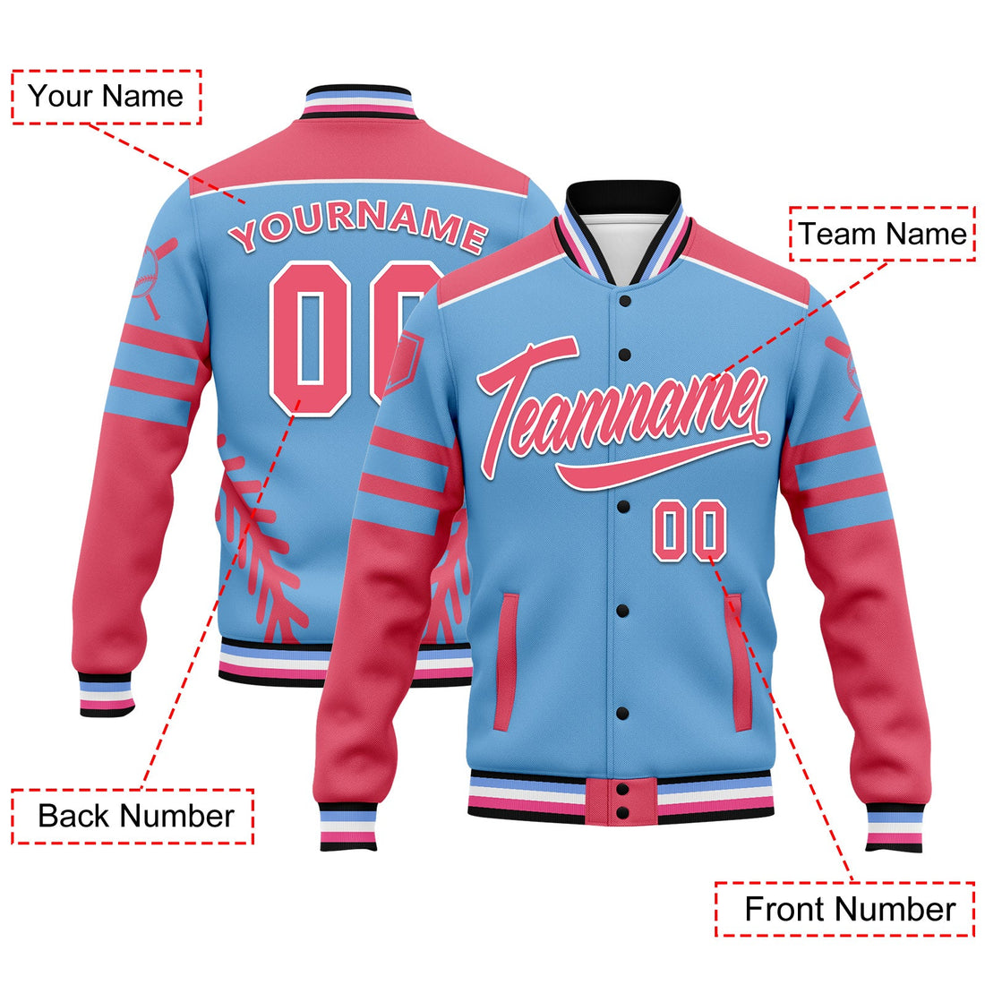 Custom Jacket Bomber Full-Snap Varsity Letterman Personalized Jacket FZ005-D023003-3