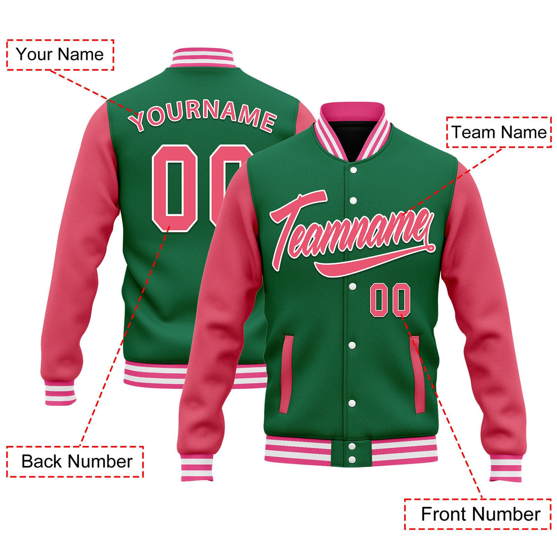 Custom Raglan Sleeves Jacket Bomber Full-Snap Varsity Letterman Personalized Jacket FZ005-D025002-7